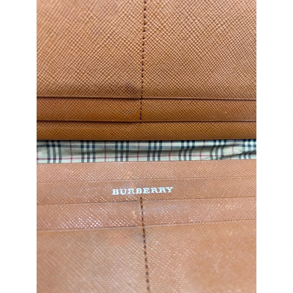 Burberry Brown Leather Haymarket Check Long Wallet #358